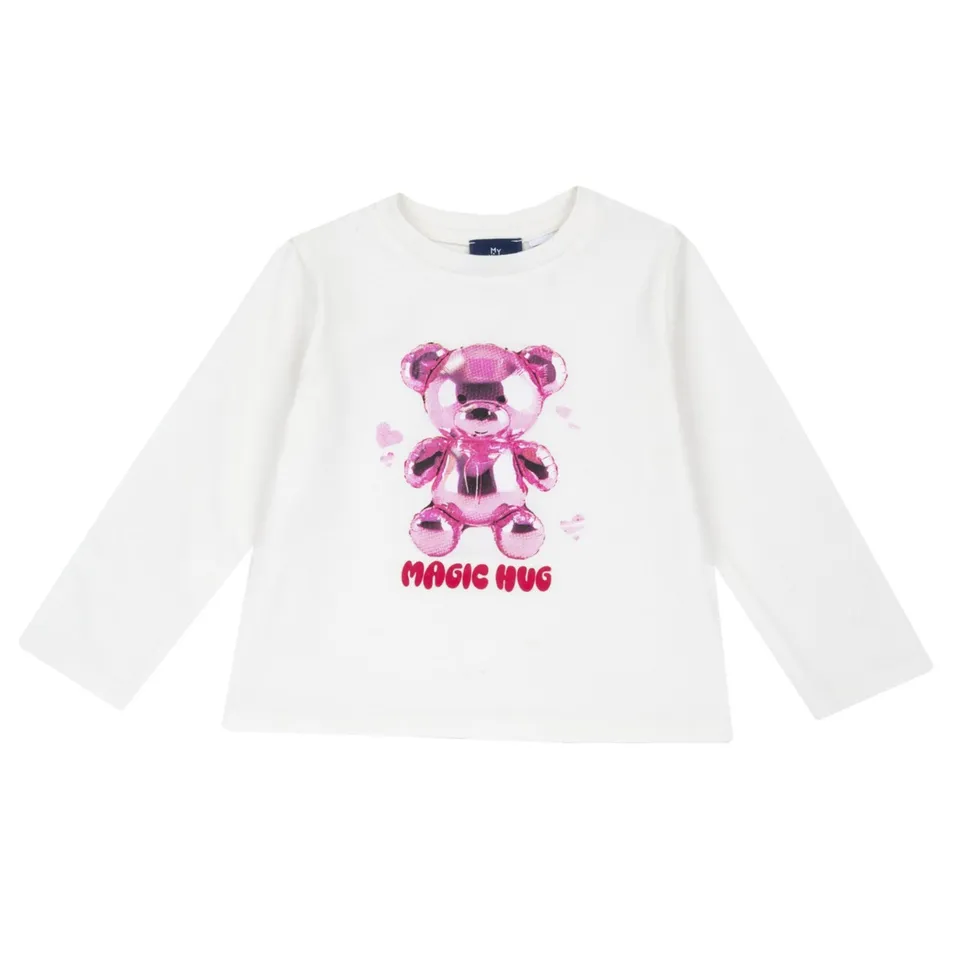 Chicco Orsetto T-Shirt Manica Lunga Bianca Cotone