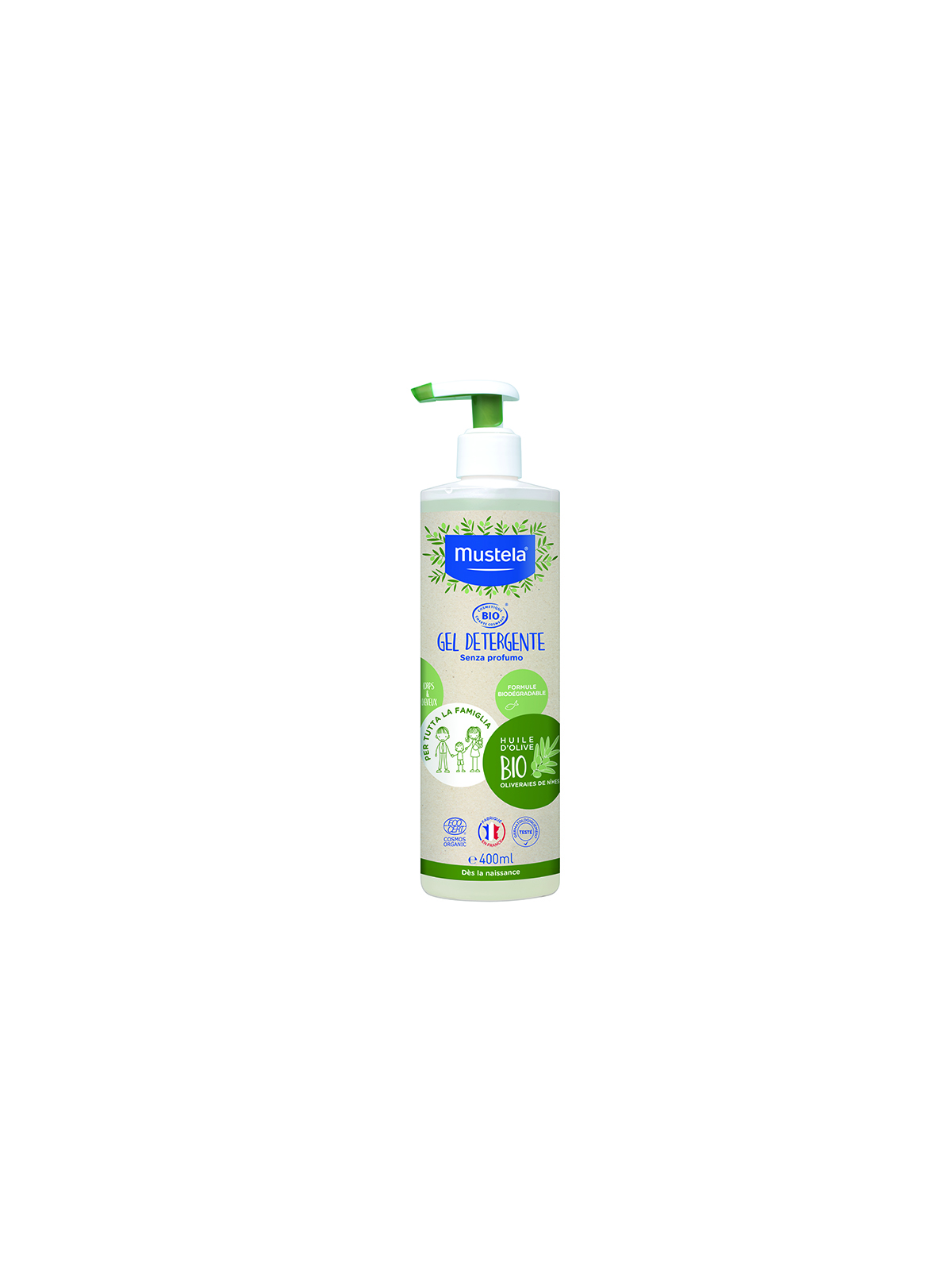 Gel detergente bio corpo e capelli 400 ml senza profumo