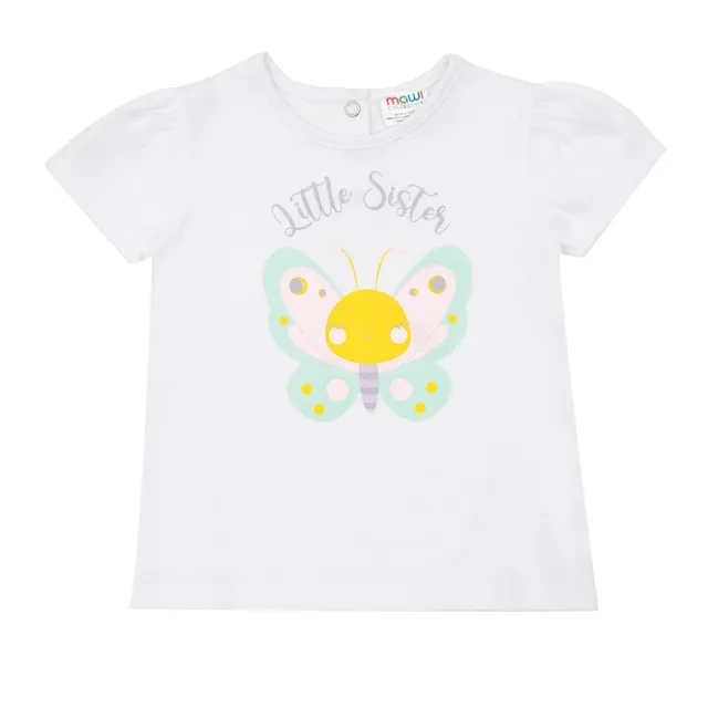 T-shirt jersey bimba bianca little sister bottoni