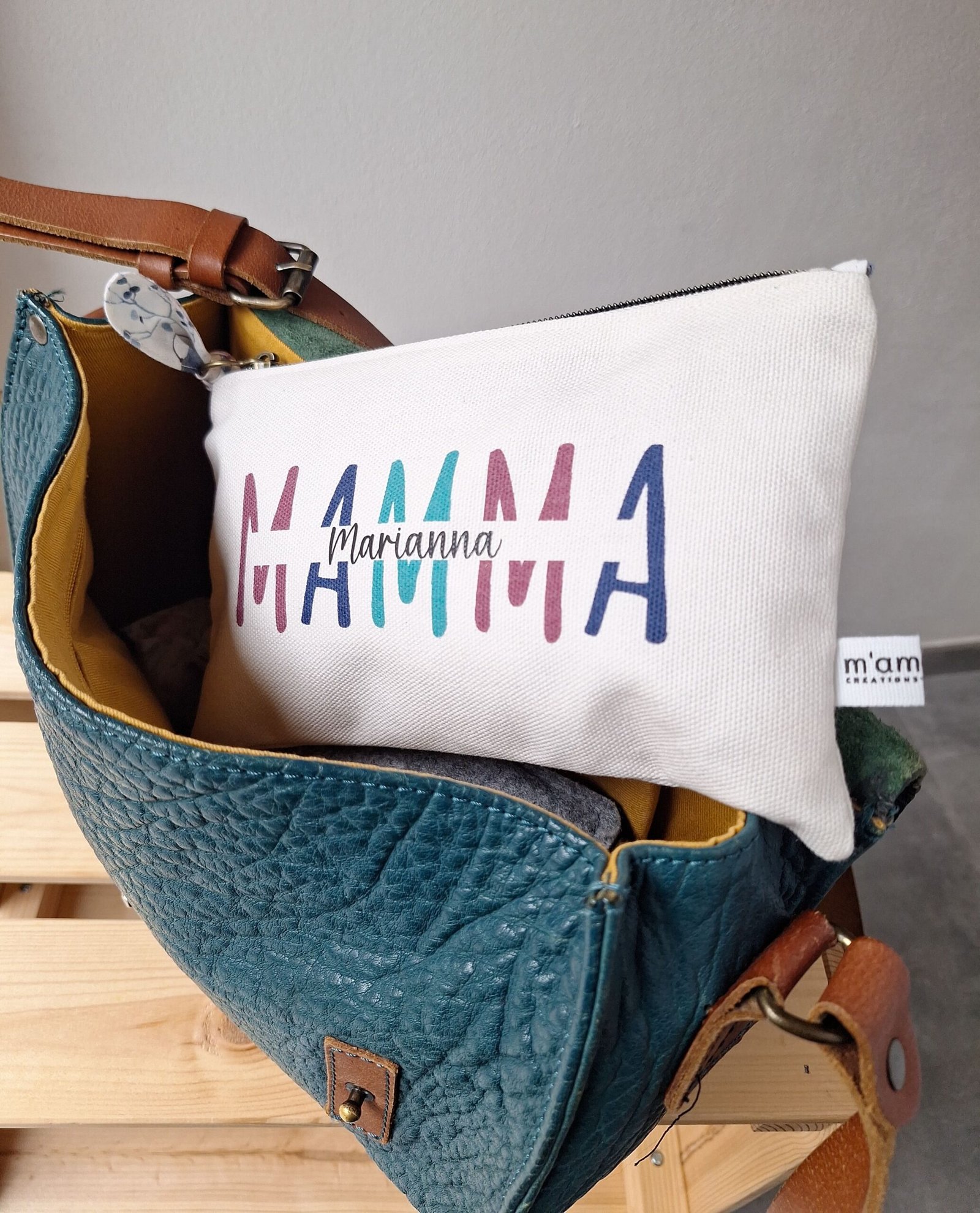M'Amélie Pochette MAMMA Personalizzabile Cotone Floreale