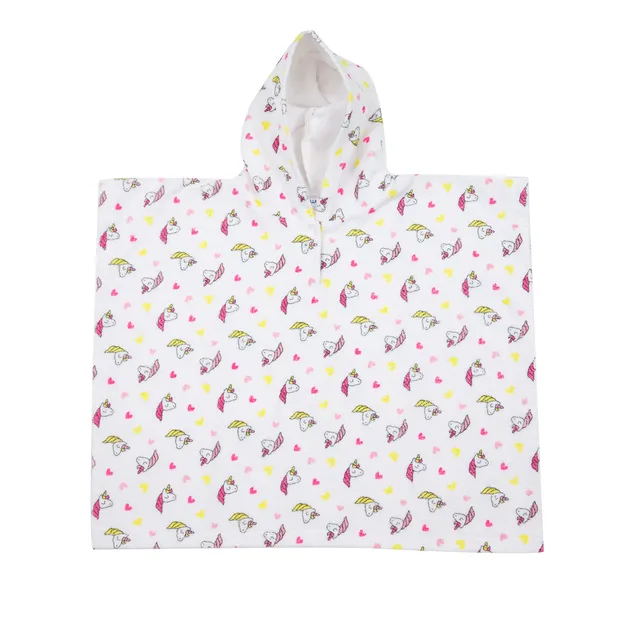 Mawi poncho spugna cotone con cappuccio unicorno