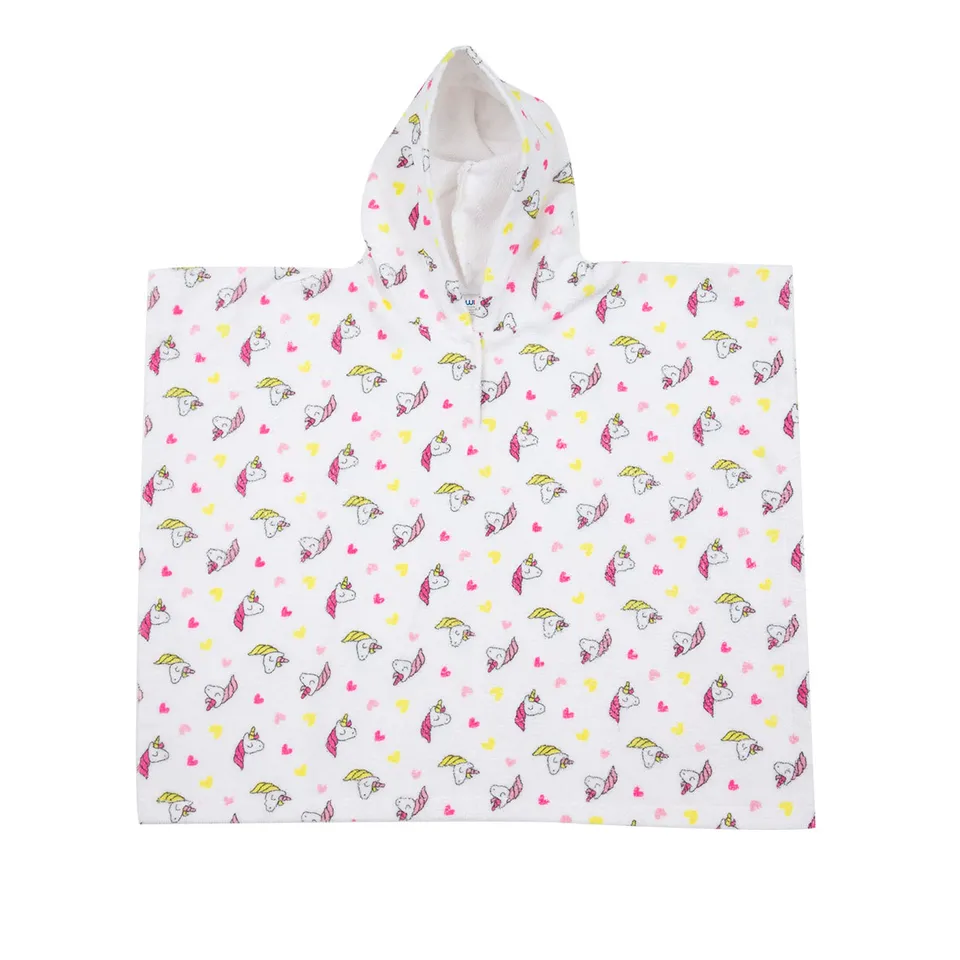 Mawi poncho spugna cotone con cappuccio unicorno