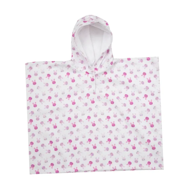 Poncho spugna bimba bianco coniglietti con cappuccio