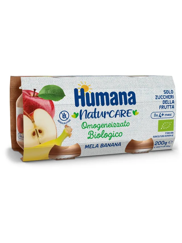Humana Omogeneizzato Mela Banana Bio 2x100 g senza glutine