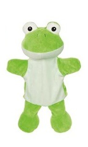 The Dida Rana burattino a mano morbido 32 cm verde