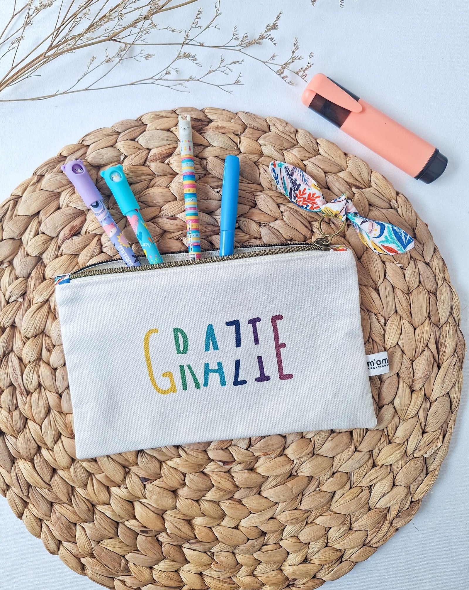 M'Amélie Creations Pochette Grazie Personalizzabile Cotone Maestre