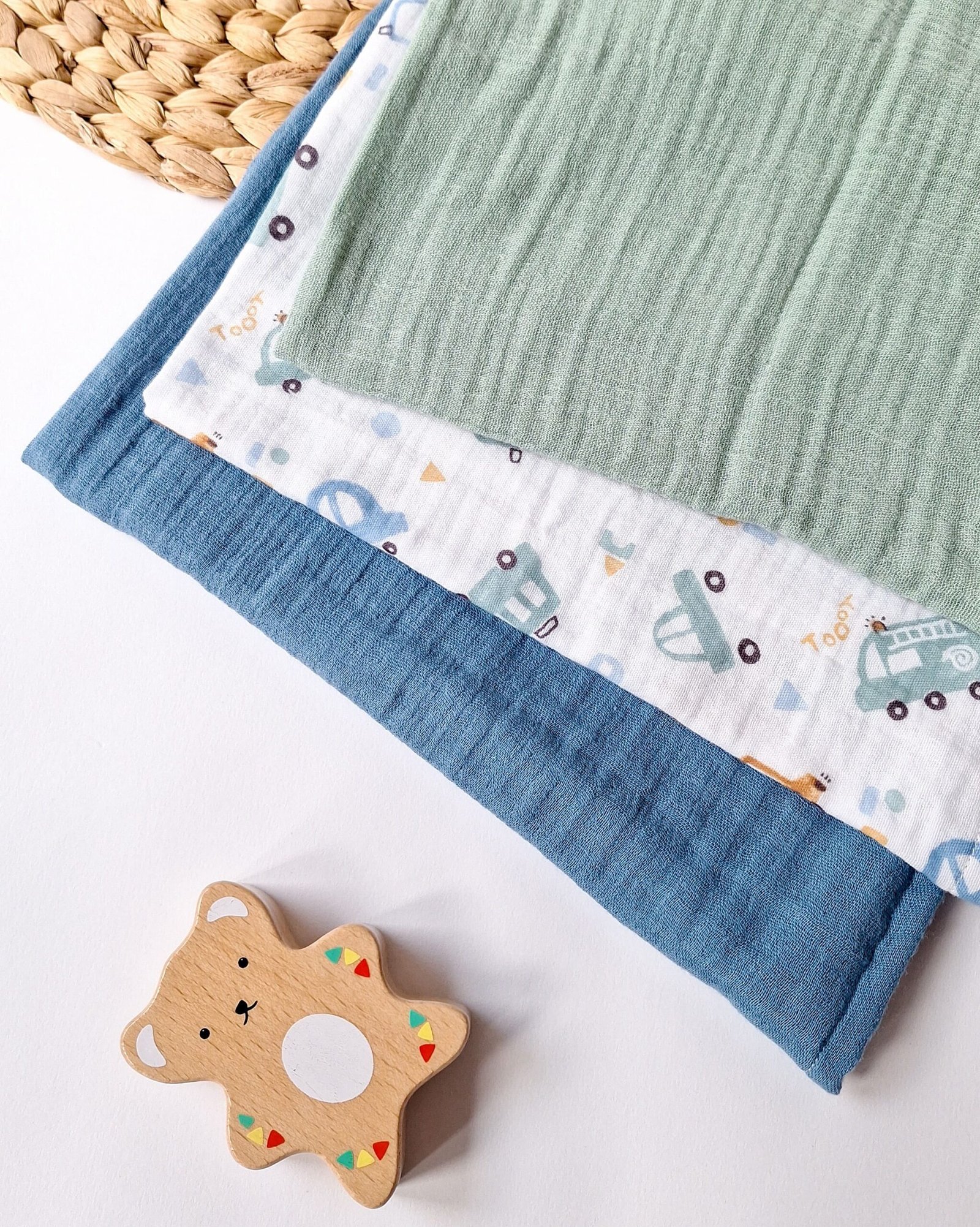 M'Amélie Creations Set 3 Mussoline Cotone Neonato Multiuso