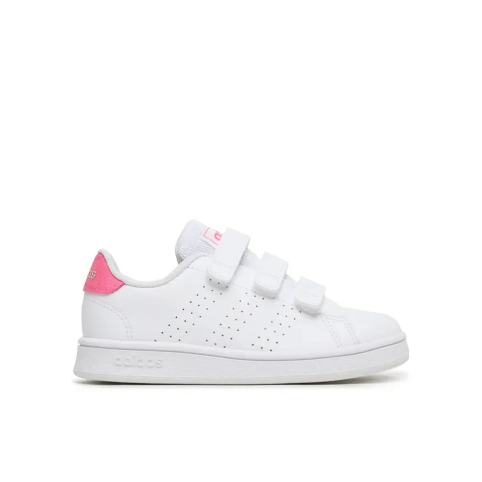 Adidas Advantage scarpe bimbo strappi bianco rosa