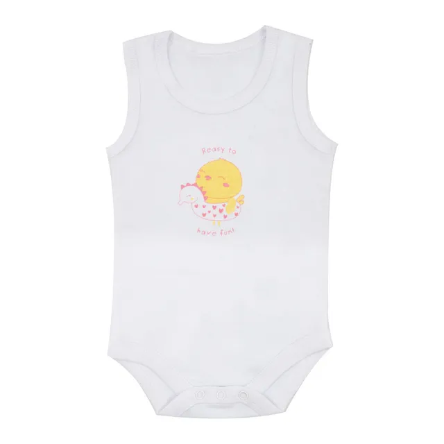 Toys Center Baby body canotta bimba bianco stampato in costina