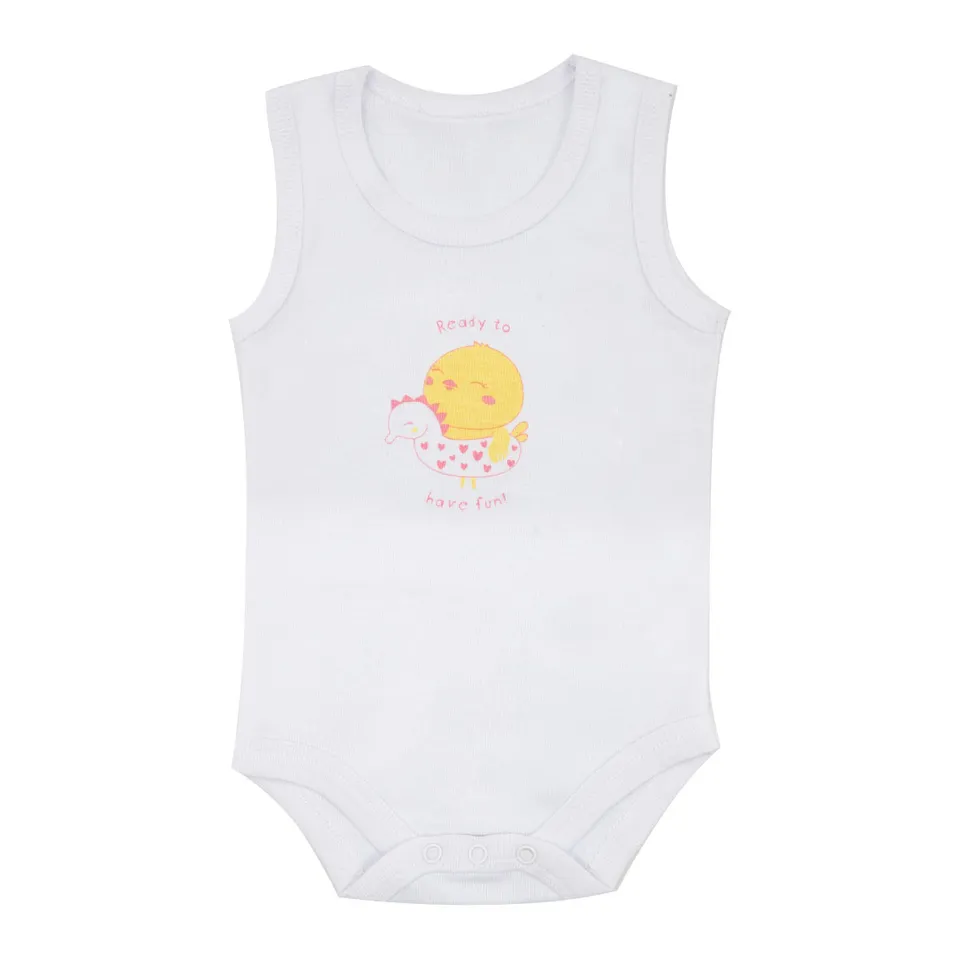 Toys Center Baby body canotta bimba bianco stampato in costina