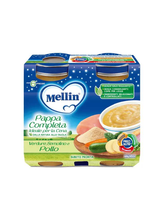 Mellin pappa completa pollo semolino verdura 2x200g 6 mesi
