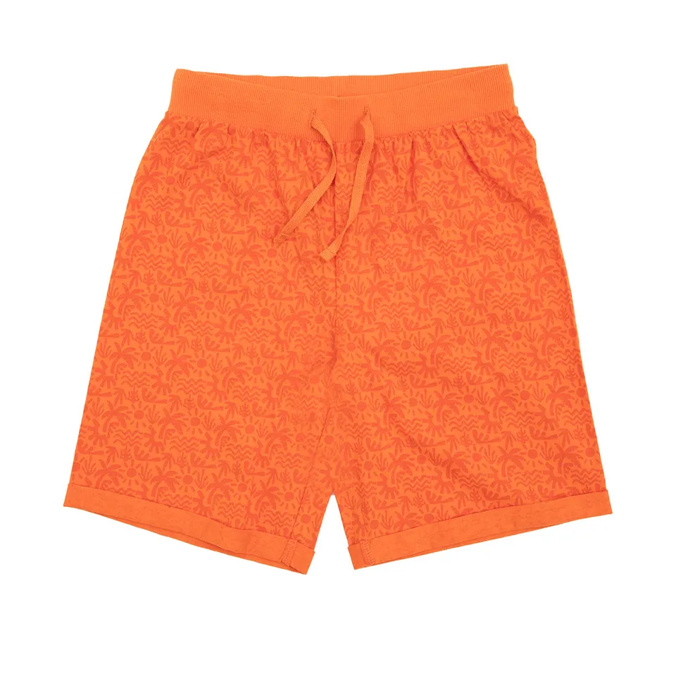 Short jersey bimbo arancio stampa sole mare