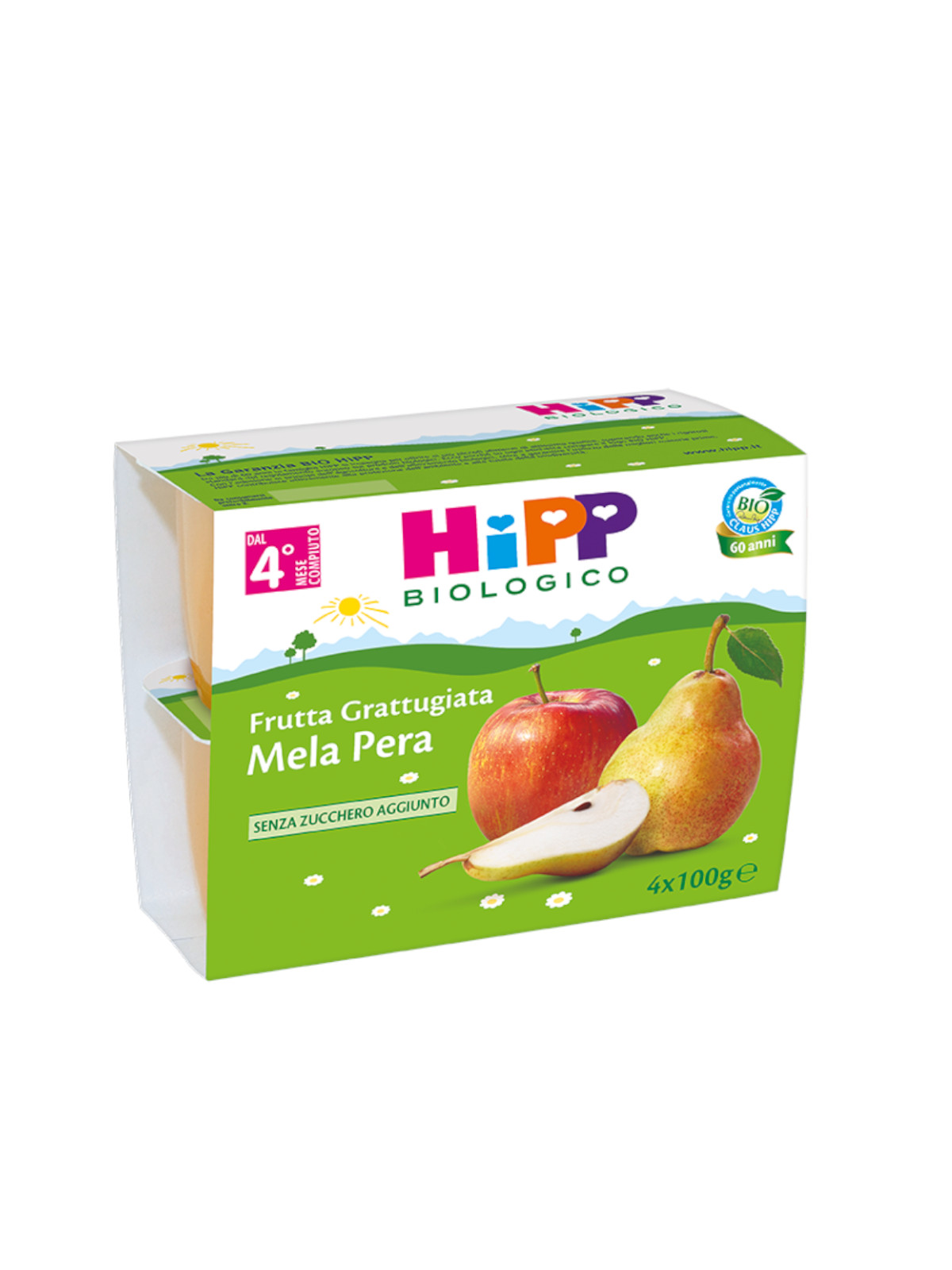 HiPP Frutta Grattugiata Mela e Pera Bio 4x100g