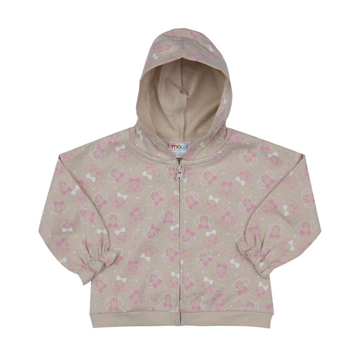 Toys Center Baby felpa bimba beige stampata con zip