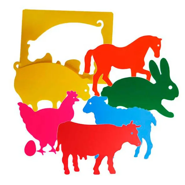The Dida stencil animali fattoria traslucidi 6 pezzi 20x10