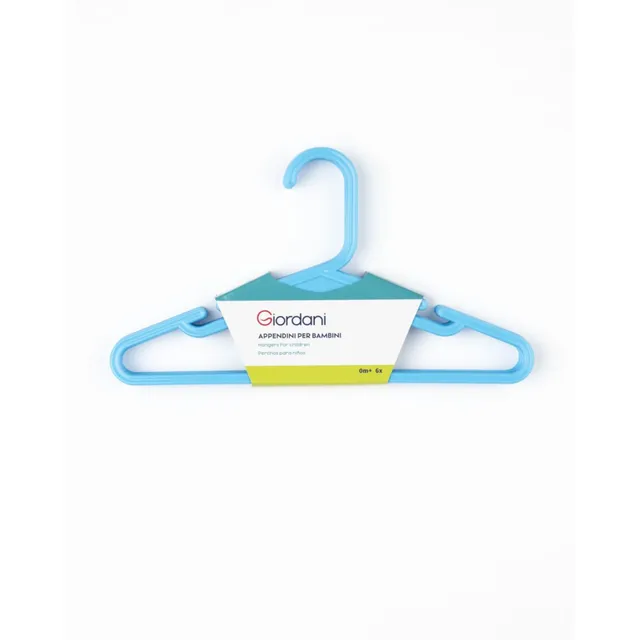 Giordani appendiabiti bambini plastica azzurra 6 pezzi