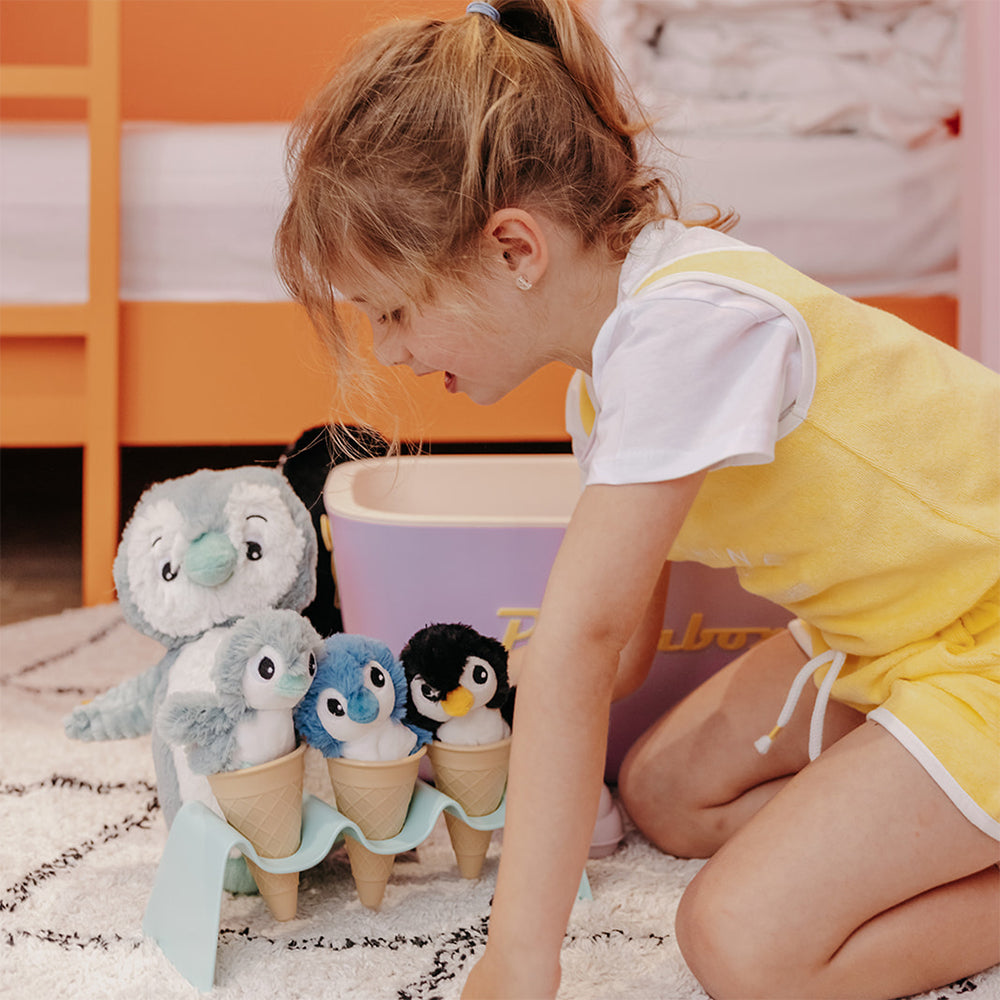 Les Deglingos Ptipotos Iglou Peluche Pinguino Mamma e Bebè Verde Menta