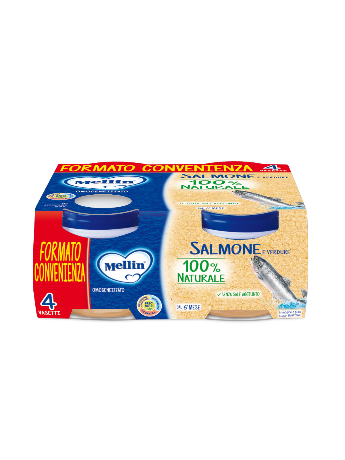 Mellin Omogeneizzato Salmone 4x80 g dal 6° Mese