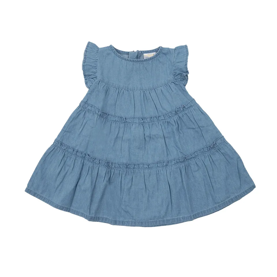 Toys Center Baby Abito bambina blu denim giromanica balze