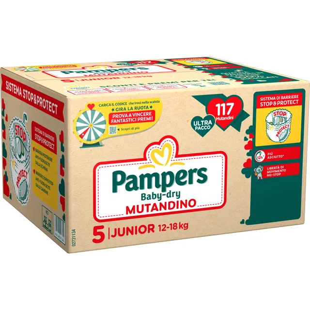 Pampers Baby-Dry pannolino mutandina taglia 5 117 pz