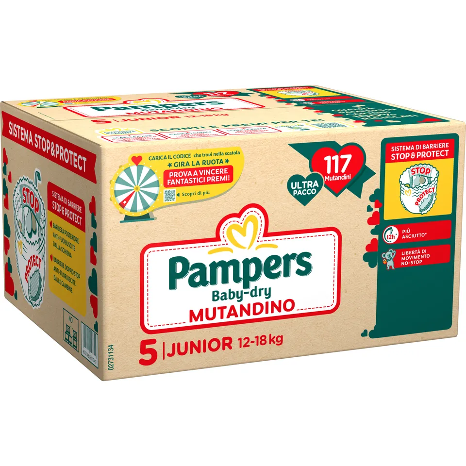Pampers Baby-Dry pannolino mutandina taglia 5 117 pz
