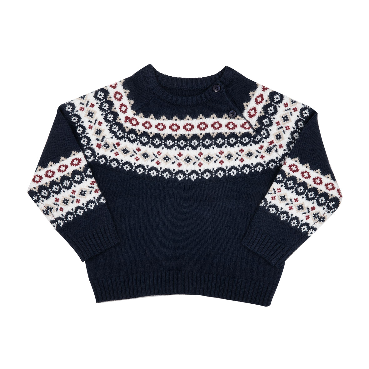 Maglia tricot bimbo blu greca larga 2 bottoni