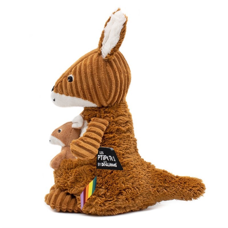 Les Déglingos Ptipotos Allezou peluche canguro marrone mamma bebè