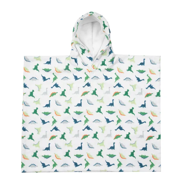 Poncho spugna bimbo bianco dino con cappuccio assorbente