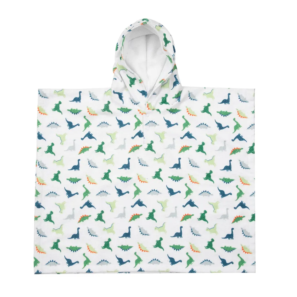 Poncho spugna bimbo bianco dino con cappuccio assorbente
