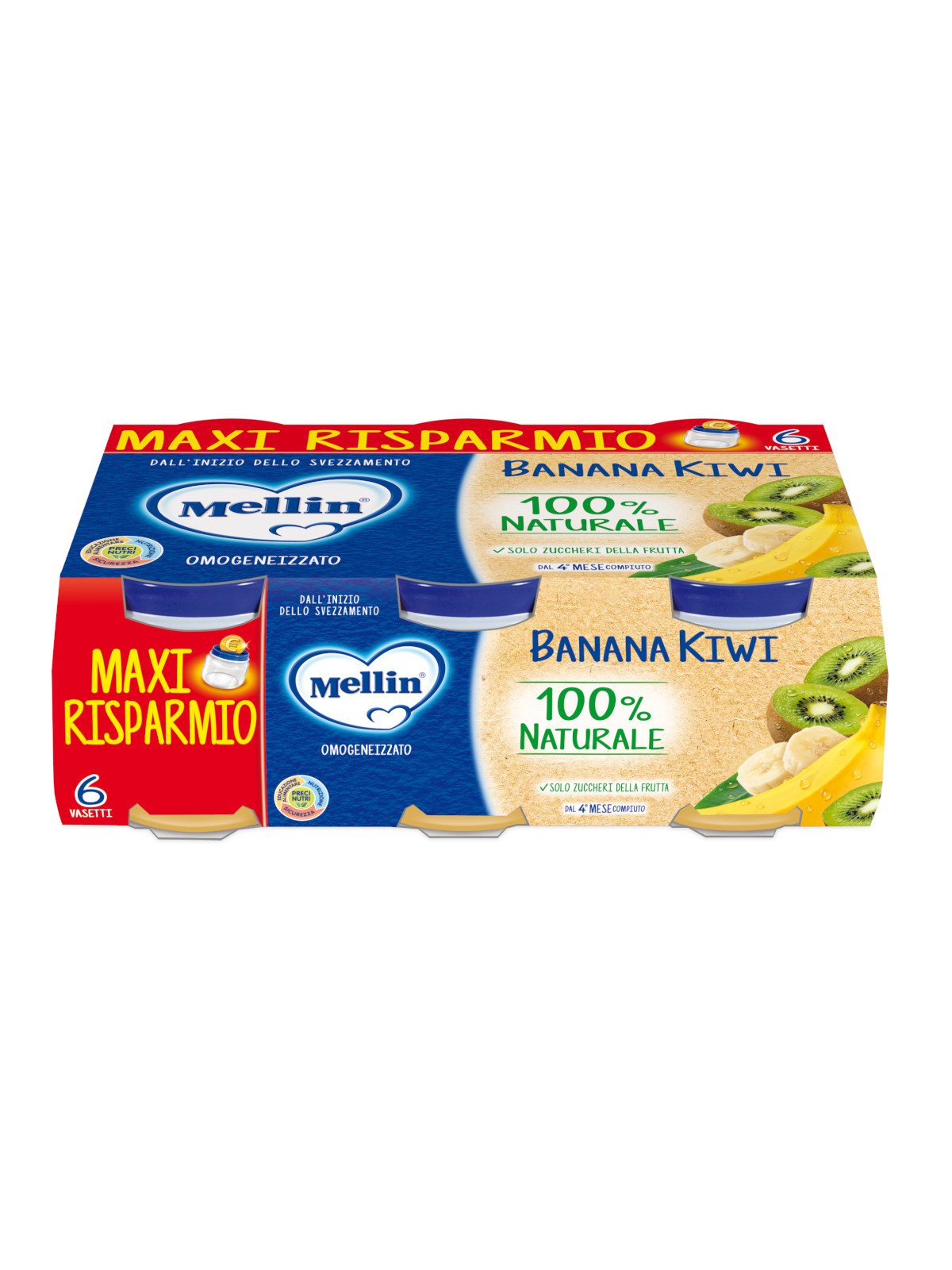 Mellin omogeneizzato banana kiwi 6x100 g dal 4° mese