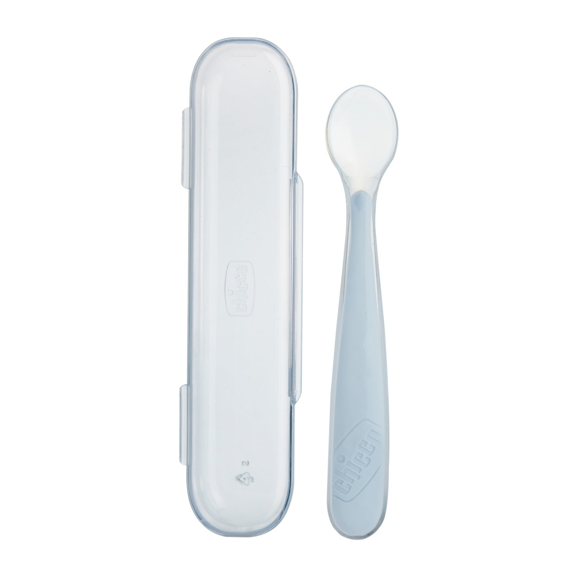 Chicco Cucchiaino Silicone Grigio 6M+ con Custodia