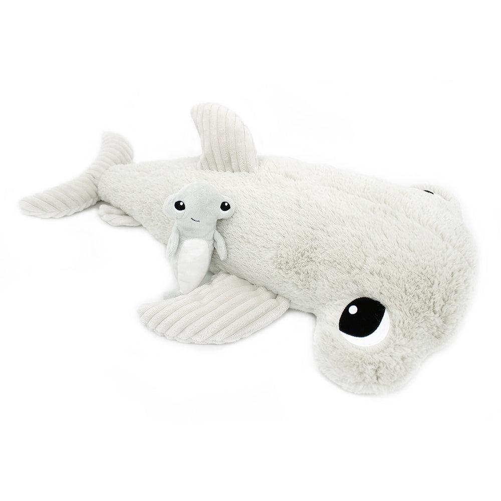 Les Deglingos Ptipotos Clou peluche squalo martello mamma bebè grigio