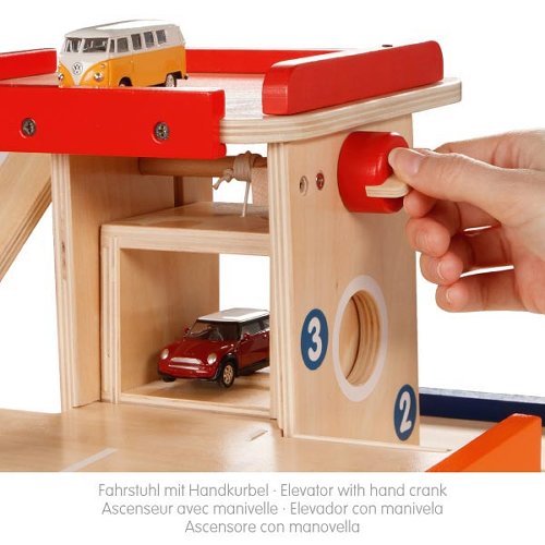 The Dida garage legno per macchinine con ascensore