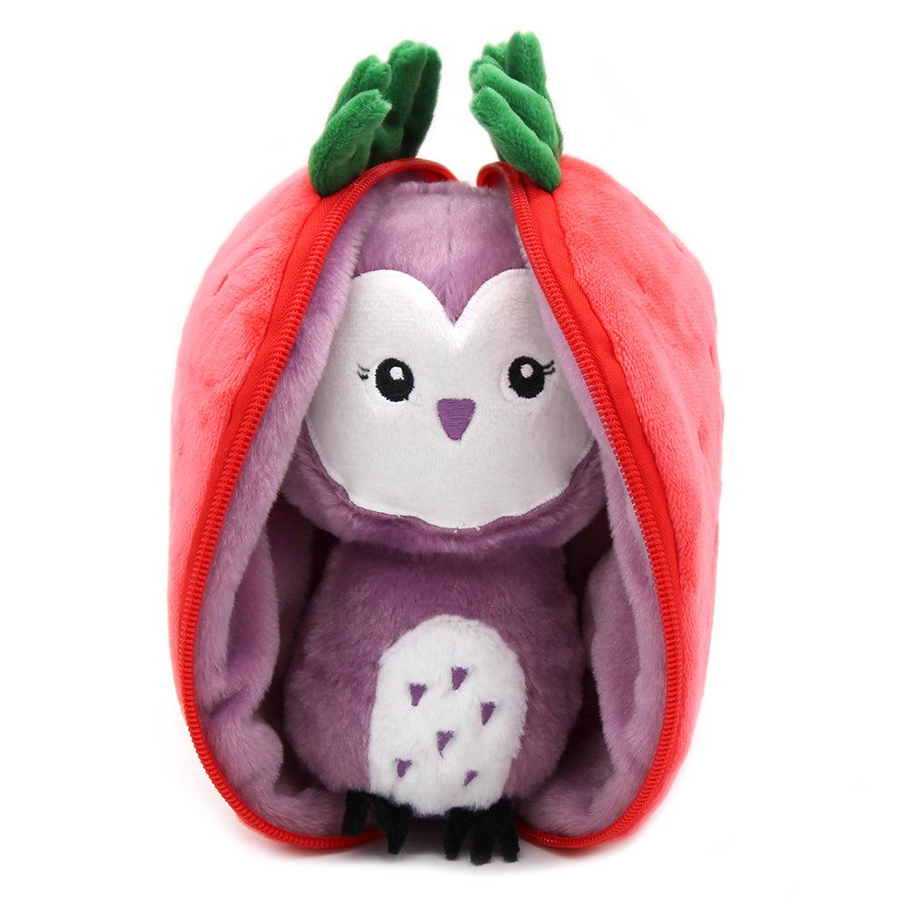 Les Deglingos Flipetz Violet peluche gufo fragola 22 cm