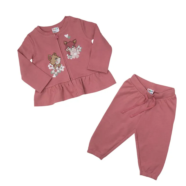 Mawi Jogging Felpa tuta bambina rosa cipria con stampa