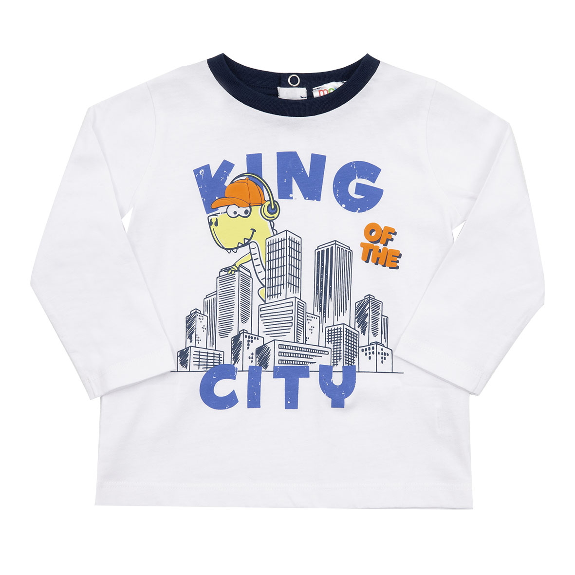 Baby Jersey maglia bimbo bianca stampata maniche lunghe