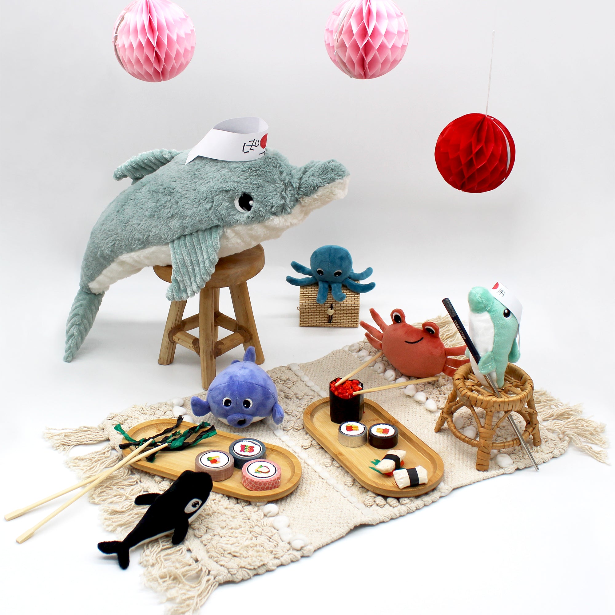 Les Deglingos Ptipotos Tofou peluche delfino blu 50 cm