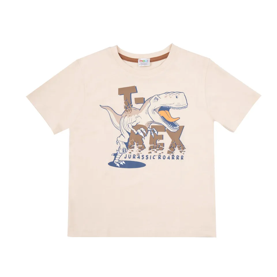 T-shirt bimbo beige T-Rex maniche corte girocollo