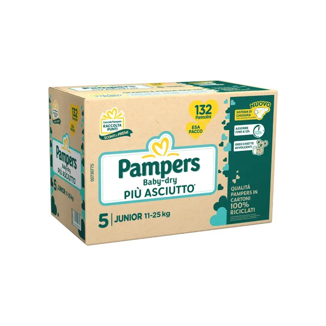 Pampers Baby-Dry pannolino taglia 5 11-25 kg 132 pz
