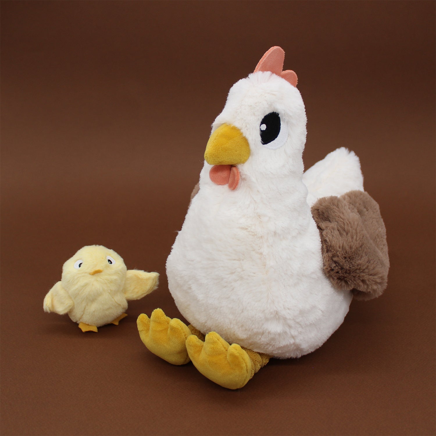 Les Deglingos Pioupiou peluche gallina bianca mamma e bebè