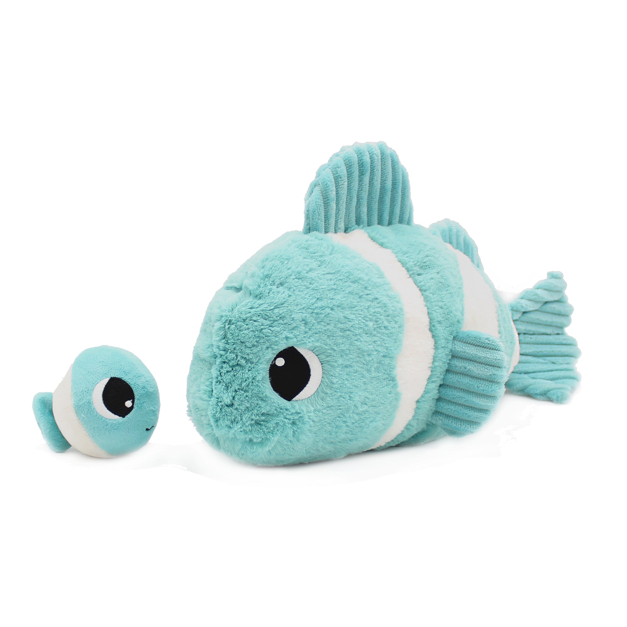 Les Deglingos Ptipotos Bigou Peluche Pesce Pagliaccio Mamma e Bebè Blu