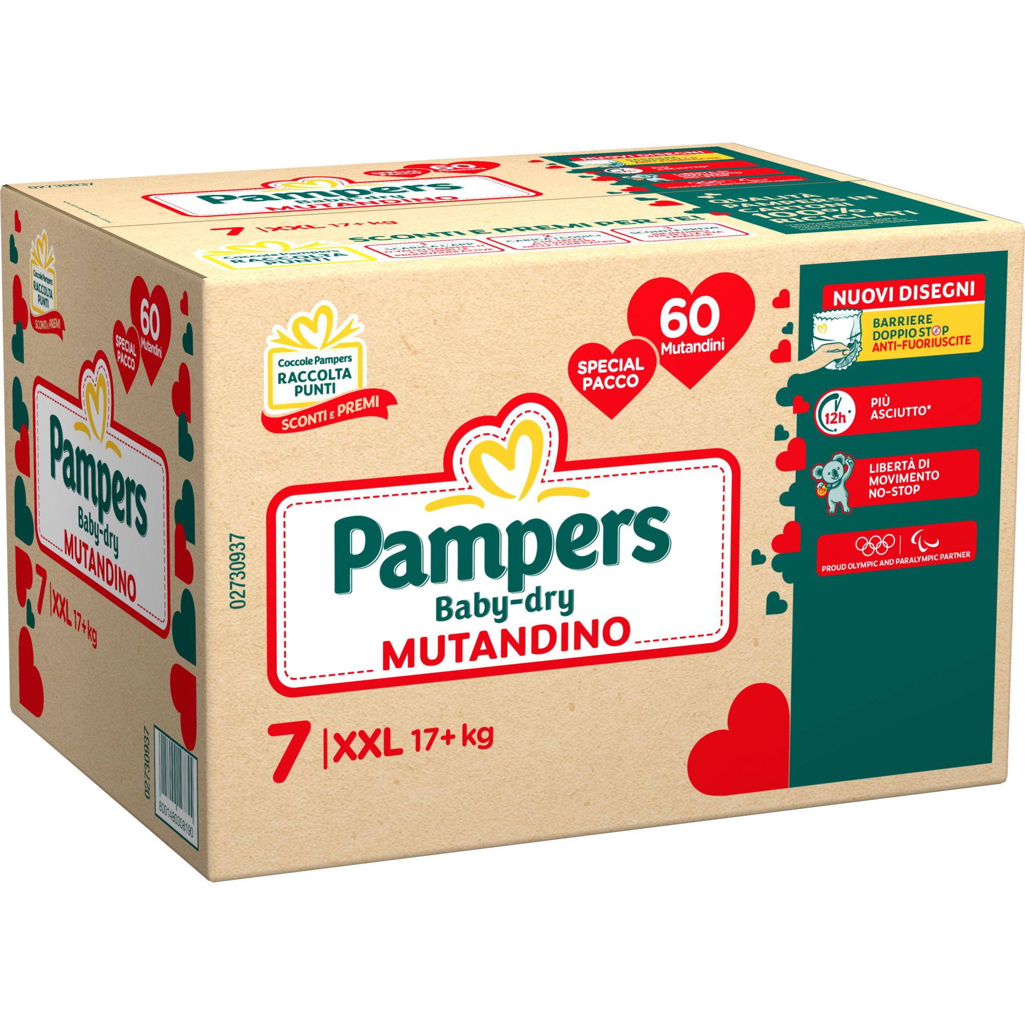 Pampers Baby Dry pannolino mutandina taglia 7 x60 17+kg