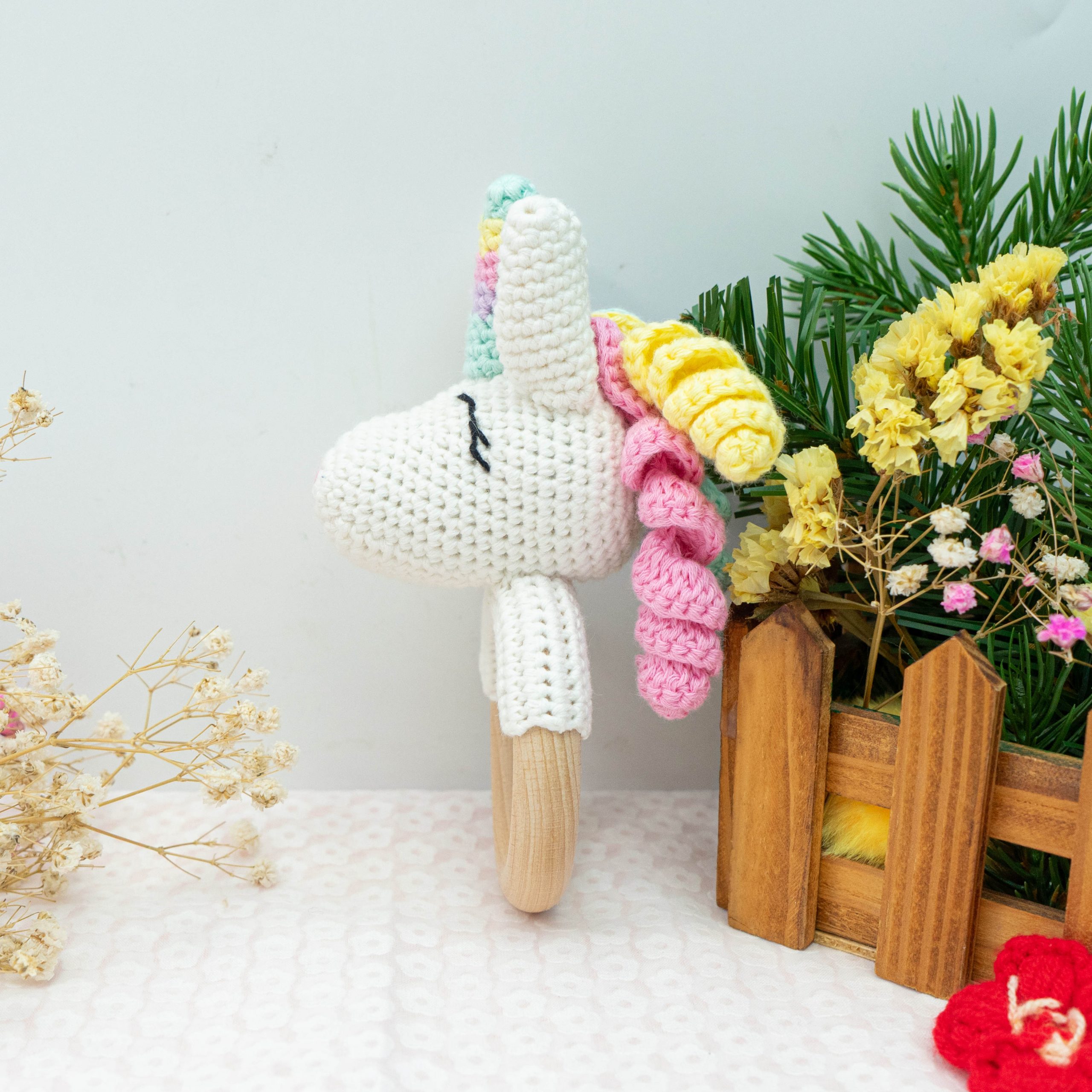 The Dida Valentina sonaglio uncinetto unicorno in cotone