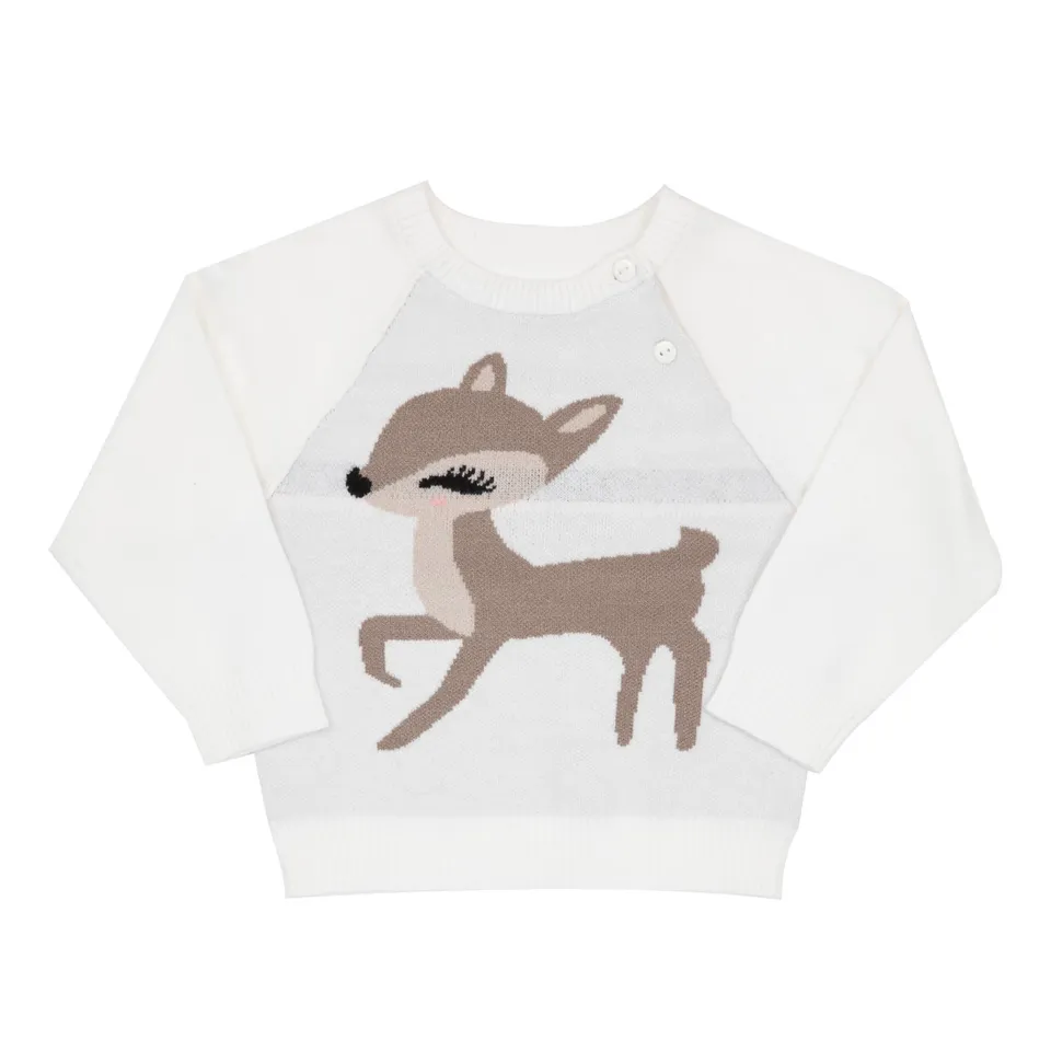 Toys Center Baby Maglia Tricot Raglan Bimba Panna Cerbiatto