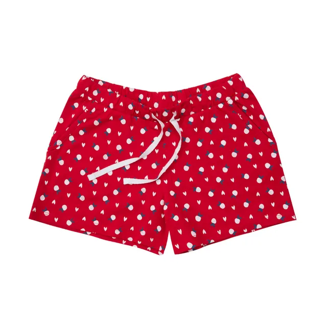 Pantaloncino jersey bimba rosso cuoricini con tasche