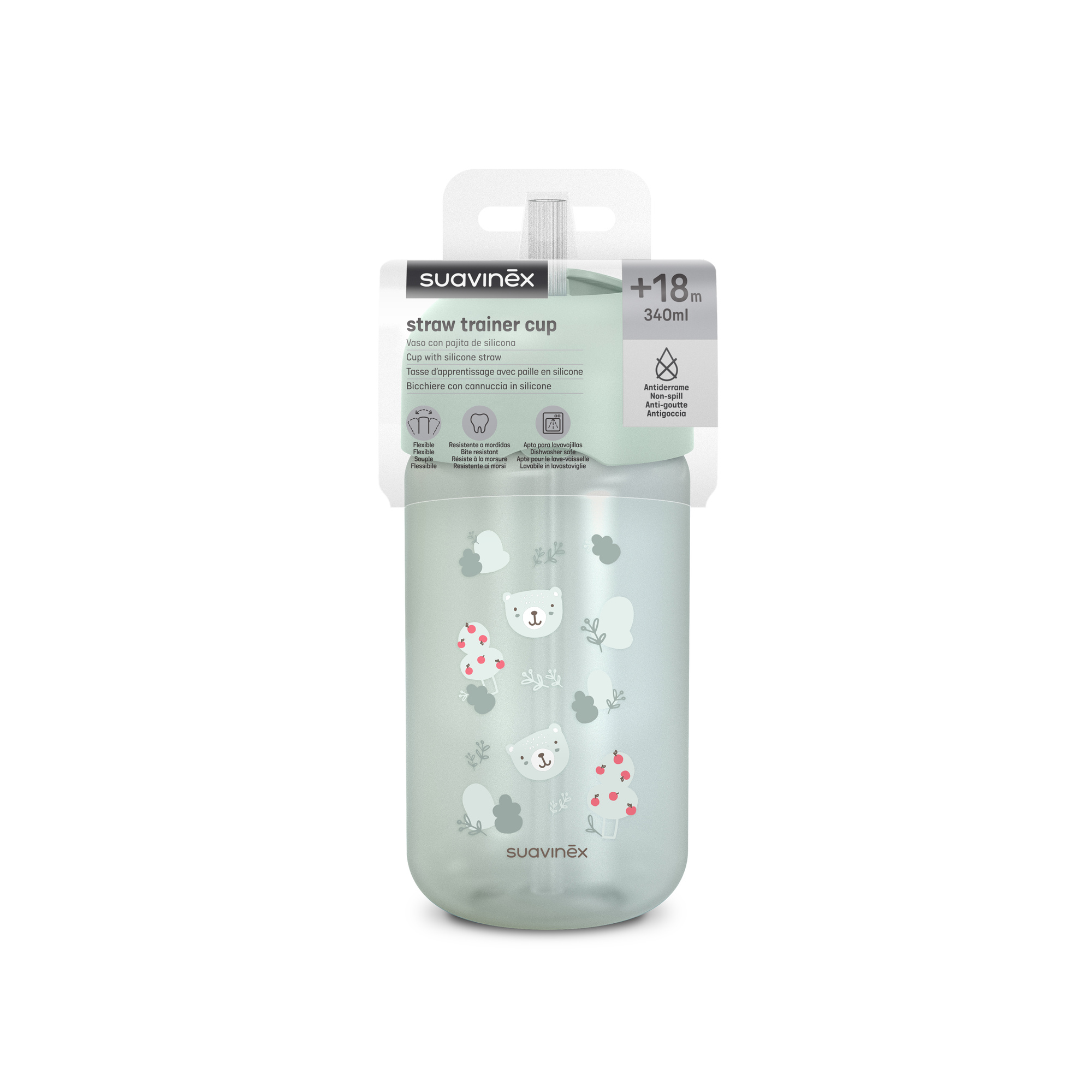Suavinex Wild&Free tazza con cannuccia 340 ml verde +18m