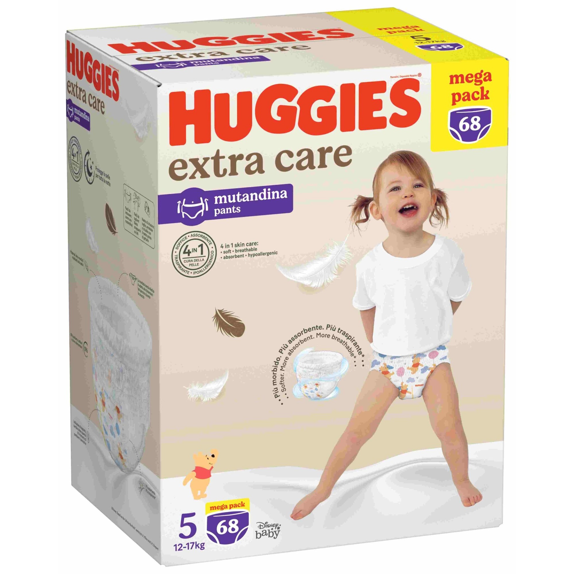 Huggies Extra Care pannolini mutandina tg 5 68 pz traspiranti