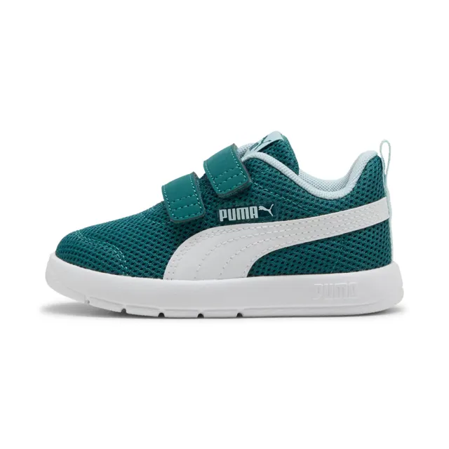 Puma Courtflex V3 Mesh scarpe bambino verdi con strappi
