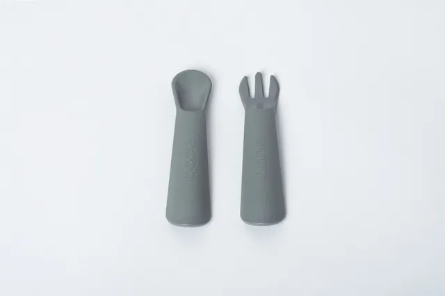eKoala eKiko Set Posate Bambini Grigio in Amido Mais