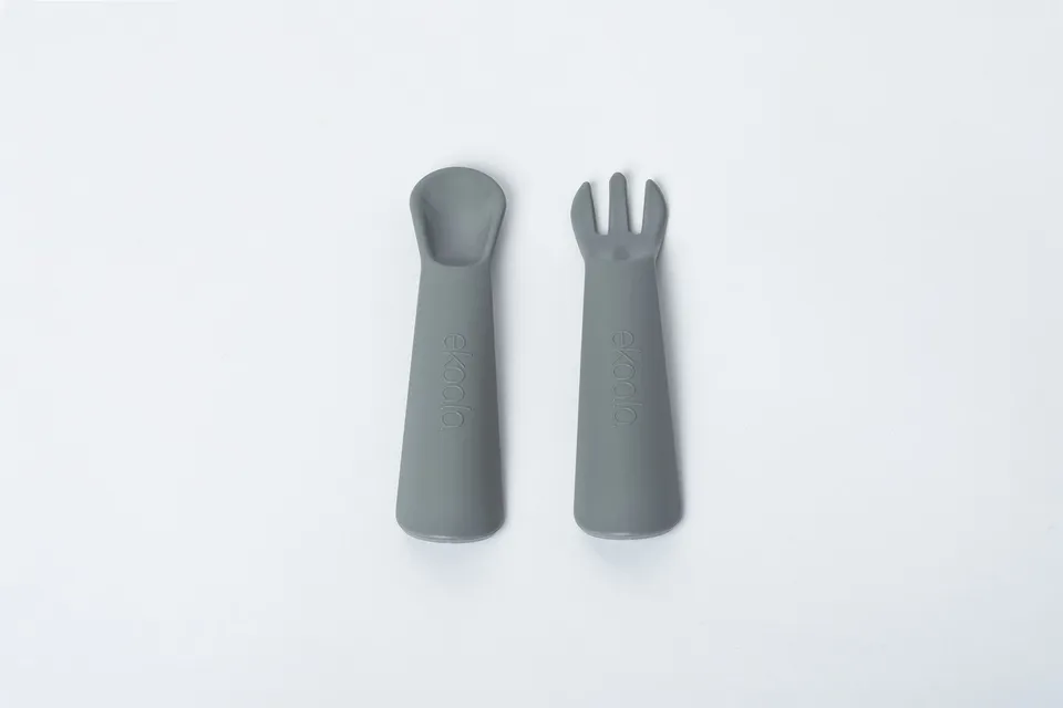 eKoala eKiko Set Posate Bambini Grigio in Amido Mais